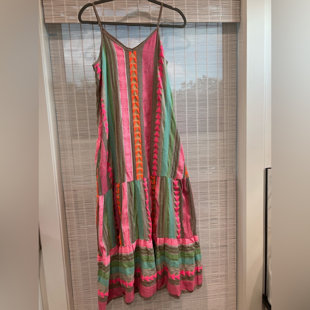 Elan Vibrant Pink, Orange, Green Maxi Dress